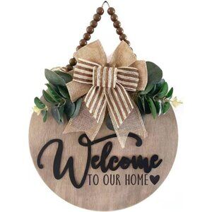 3D Welcome Sign Wooden Front Door Farmhouse Porch Decor Rustic Christmas Sign